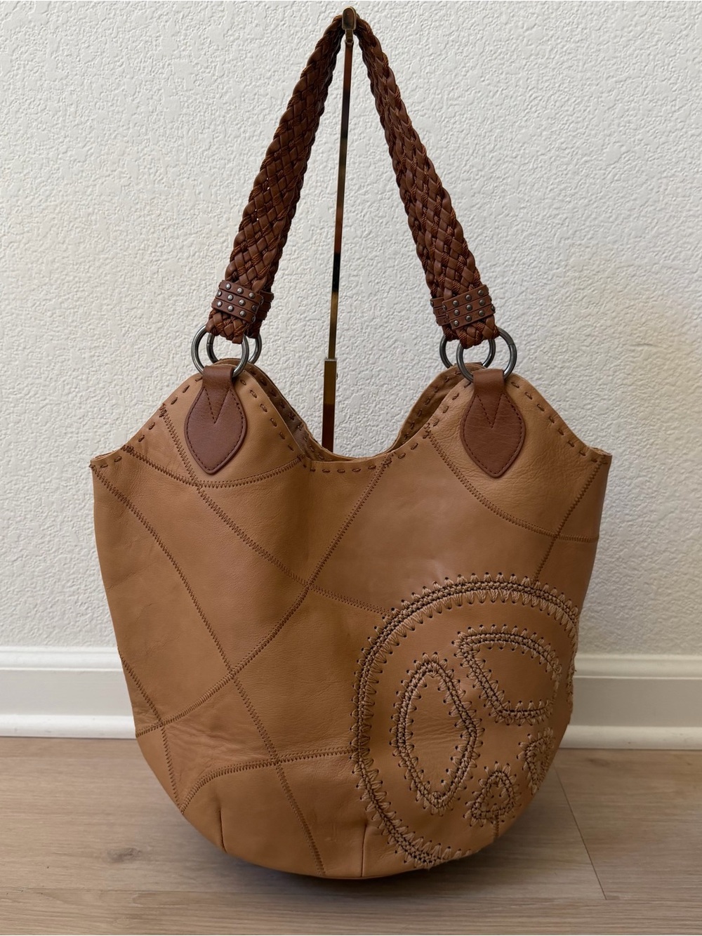 The Sak Leather Hobo Tote Bag in Tan